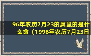 96年农历7月23的属鼠的是什么命（1996年农历7月23日出生是什 ☘ 么星座）